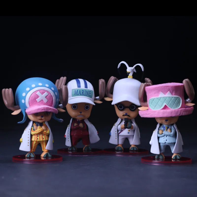4Pcs Anime One Piece Tony Tony Chopper Cos MARINE Sengoku Sakazuki Model Toy Gift Car Ornament PVC Action Figure Boxed