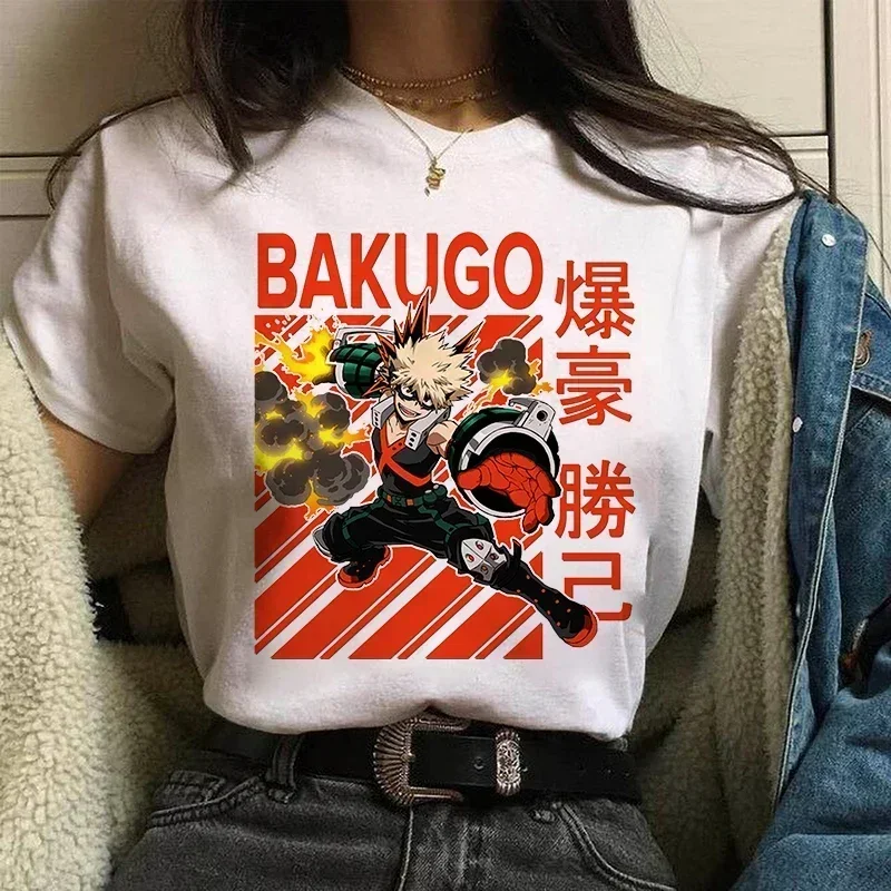 Katsuki Bakugo 女性アニメ tシャツコミック日本グラフィックプリント漫画ストリートトップス特大 Tシャツ女性 mujer camisetas