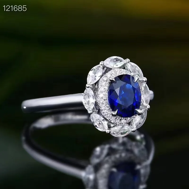 

Jewelry ins style fashion elegant 0.84 carat natural sri lanka royal blue sapphire 18k gold ring engagement ring men