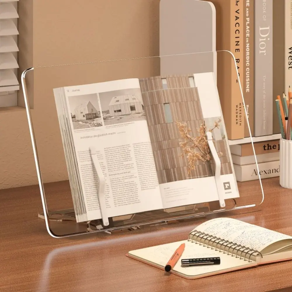 

13 Adjustable Tilt Angles Acrylic Book Stand Comfortable Reading Transparent Desktop Reading Holder Non-slip Stable