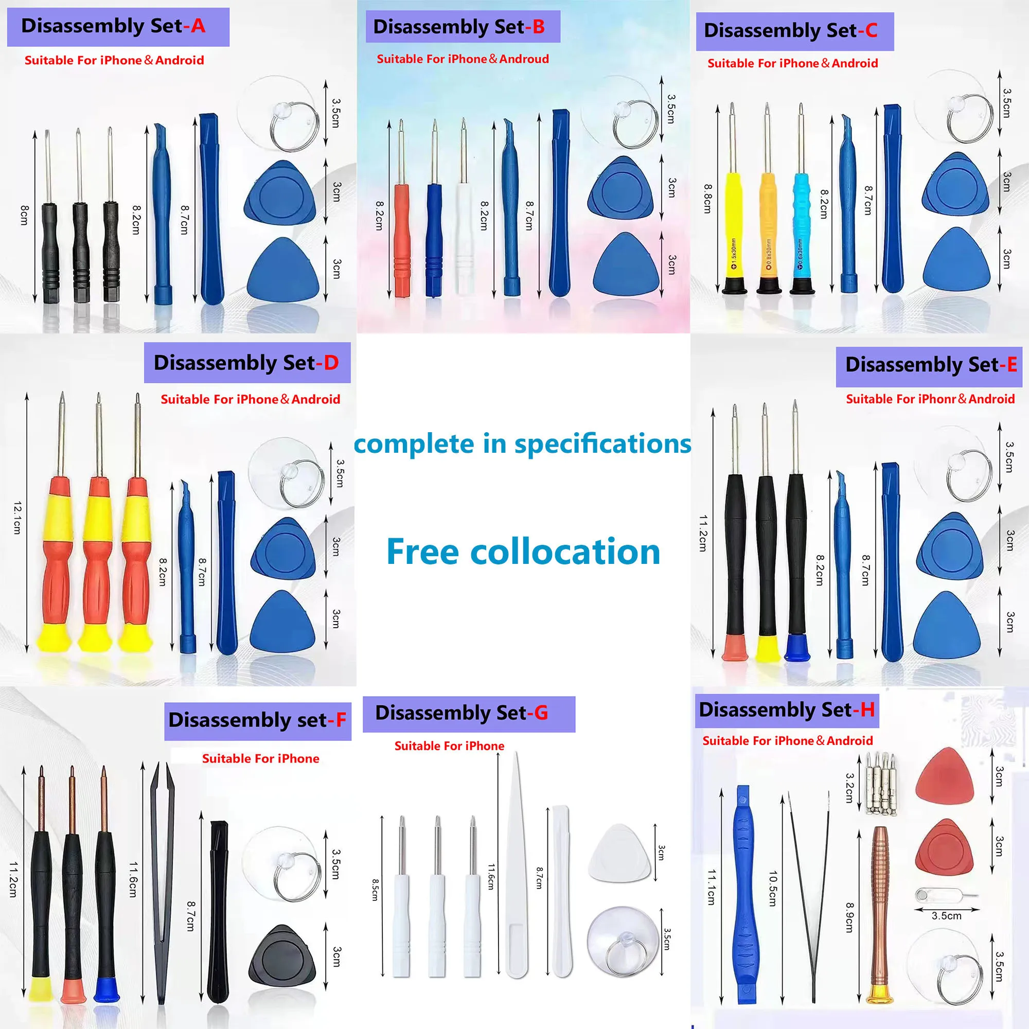 Screwdriver 8pcs precision magnetic drill set for Android ＆ iPhone 4/5/6/7/8/X Metal Spudger Crowbar Disassemble Hand Tool Set