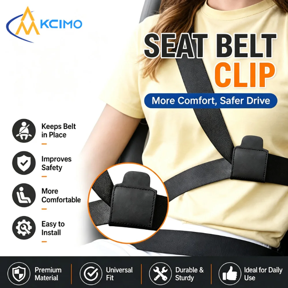 Seat Belt Adjusting Stopper PU Leather Anti‑Pull Fixed Clip Reduce Discomfort For Children Adults Vehicle Safety Belt Accessory