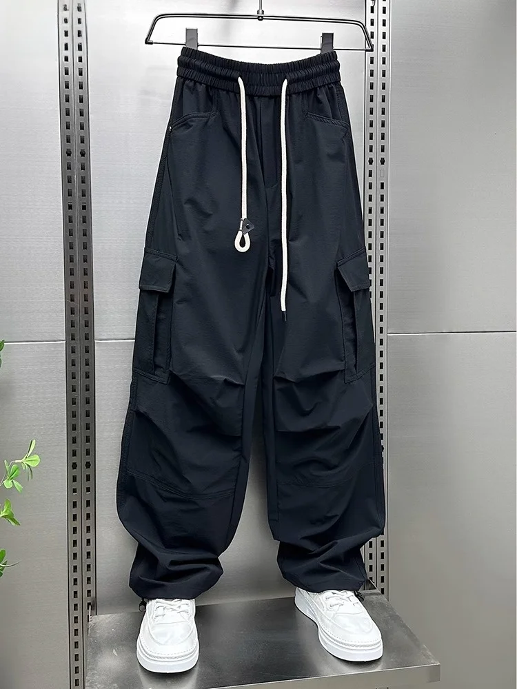 

Уличные рабочие брюки, мужские летние модные корейские спортивные брюки, свободные повседневные прямые брюки