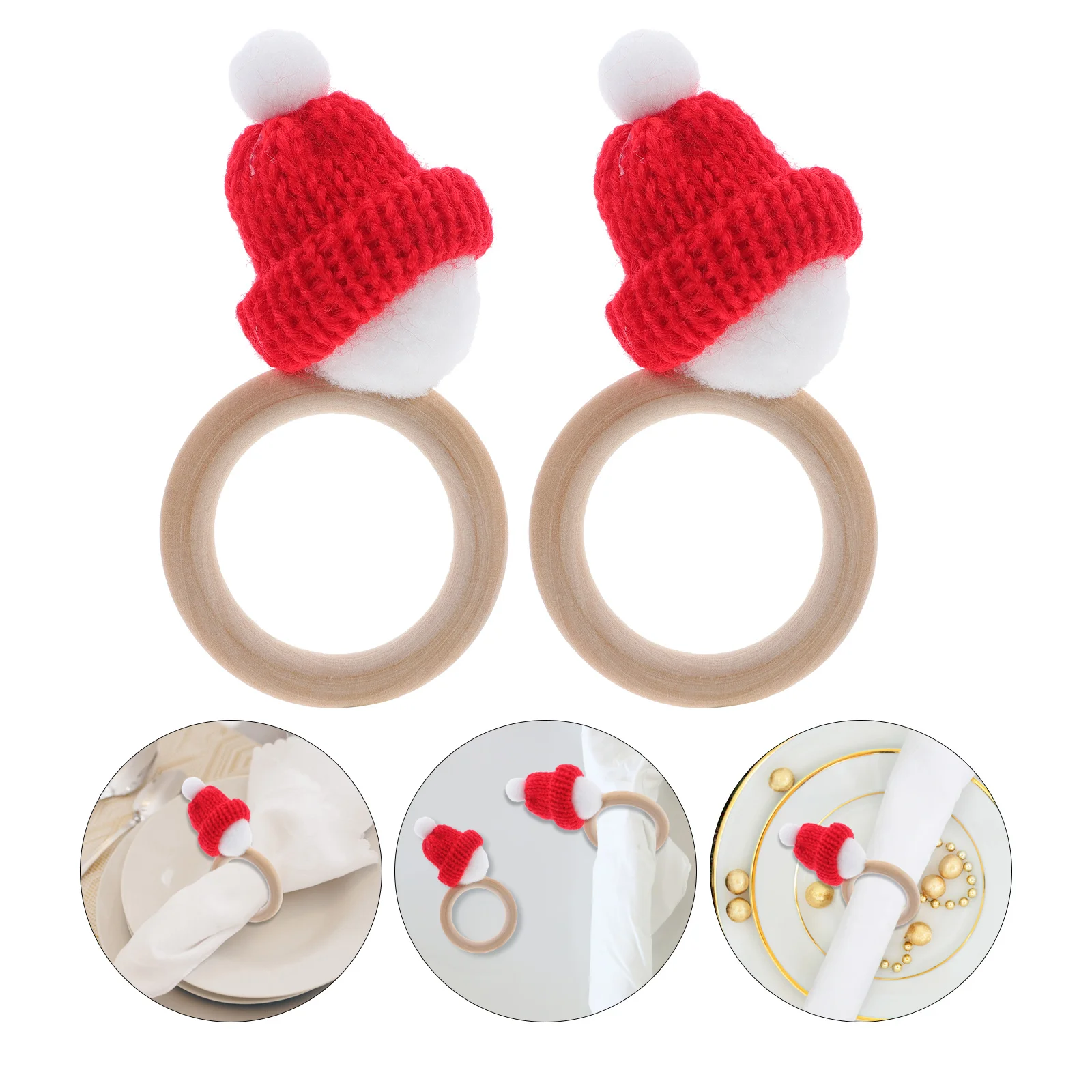 

4Pcs Santa Hat Design Napkin Rings Festive Table Dining Decors Exquisite Elegant Christmas Party Accessories Table Dining Decors