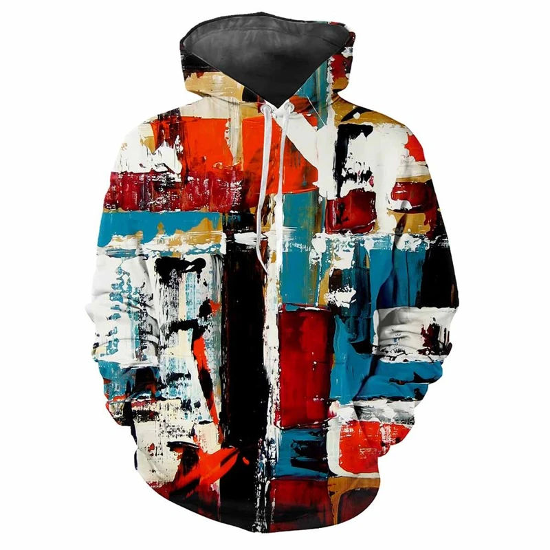 Simple Plaid Pattern Hoodies For Men Fashion Casual Long Sleeve Vintage 3D Printed Pullovers Loose Daily Wear Comfortable Hoodie
