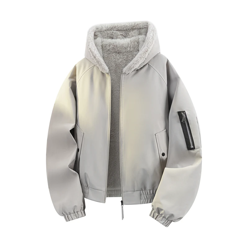 

Американская куртка в стиле ретро 2025 года с флисовым воротником, мужская куртка на хлопковой подкладке, мужская зимняя куртка нового стиля с горной скульптуры, свободный капюшон