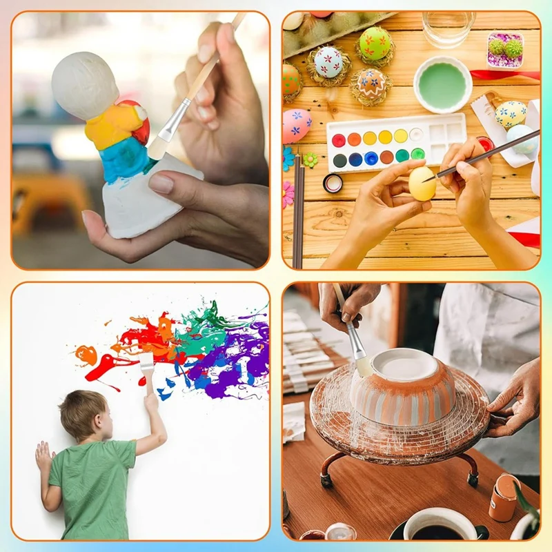 9 PCS Acrylic Paint Brushes Set,Paintbrushes For Acrylic Paint With Detailed Outlines Depicting Brushes