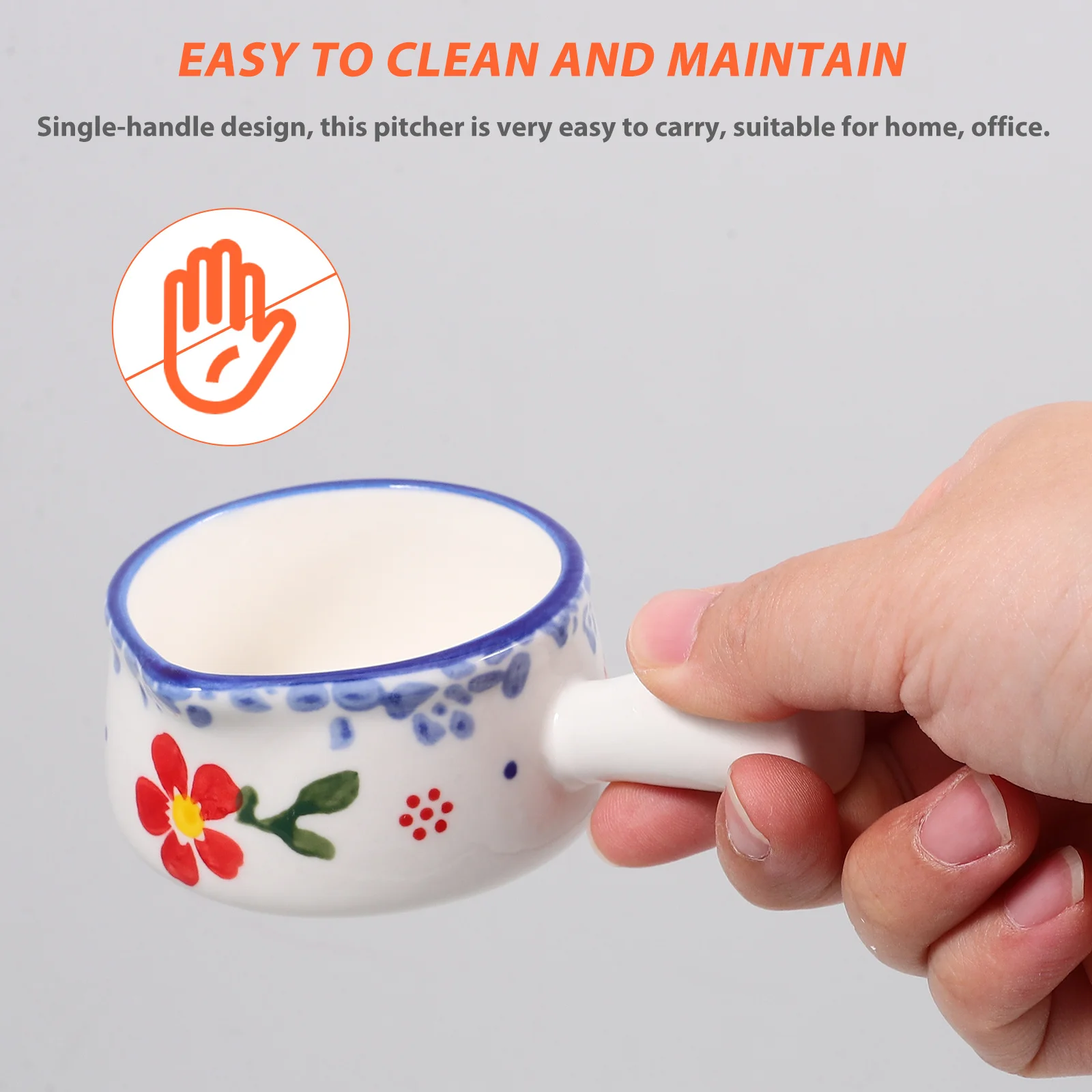 

Ceramic Milk Pitcher Small Coffee Creamer Multiuse Easy Clean Home Office Ceramic Milk Jug Pitcher for Sauce