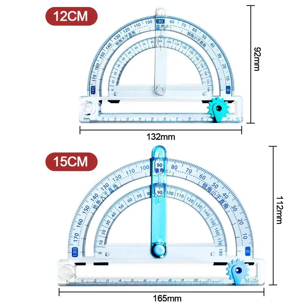 Plastic Bevel Protractor Multi-Function Draw Circle Tool Activity Angle Measuring Ruler Activity Corner Demonstrator Stationery