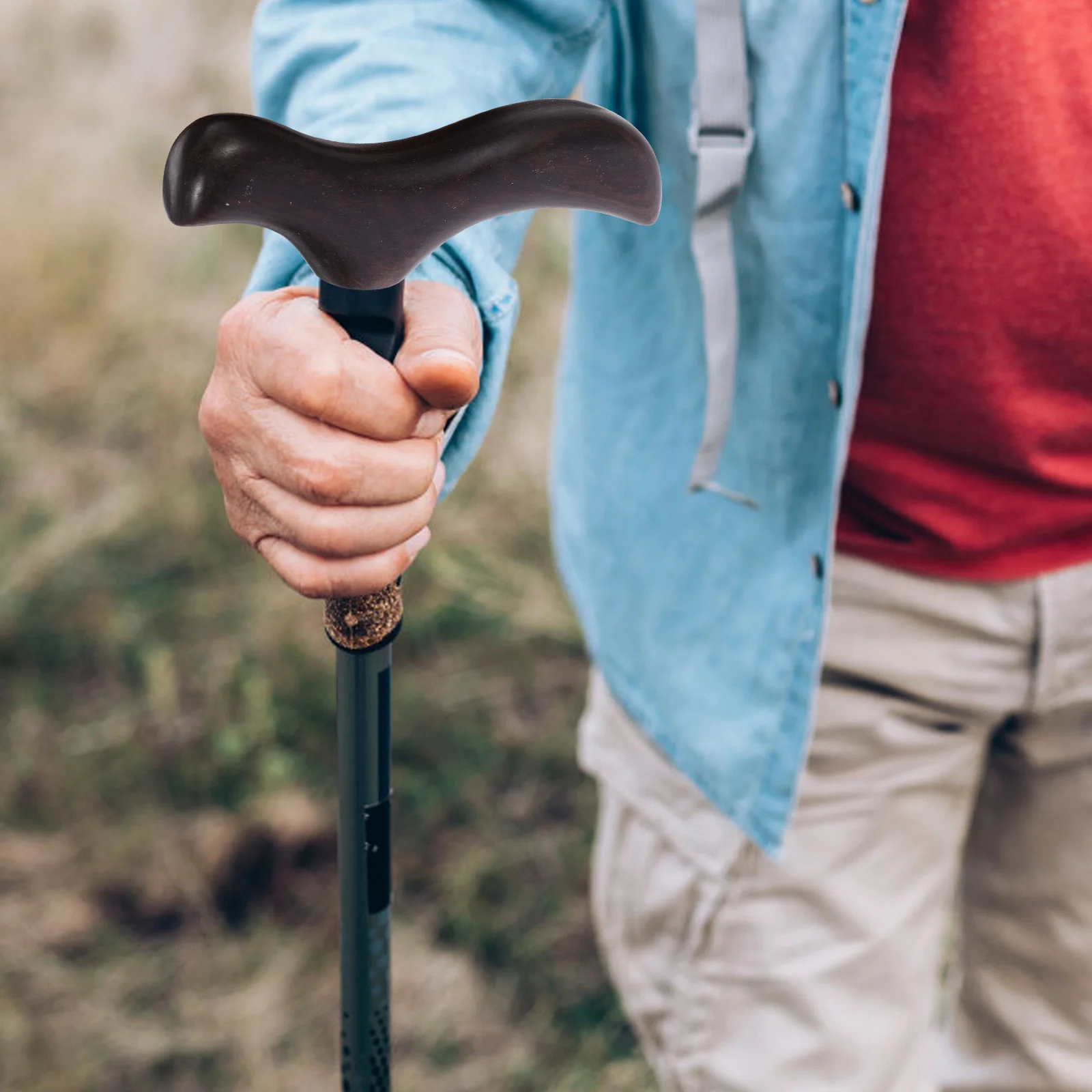 

Wood Trekking Pole Replacement Hiking Outdoor Walking Cane Anti-Slip Wrist Support Durable For Skiing Climbing Hiking