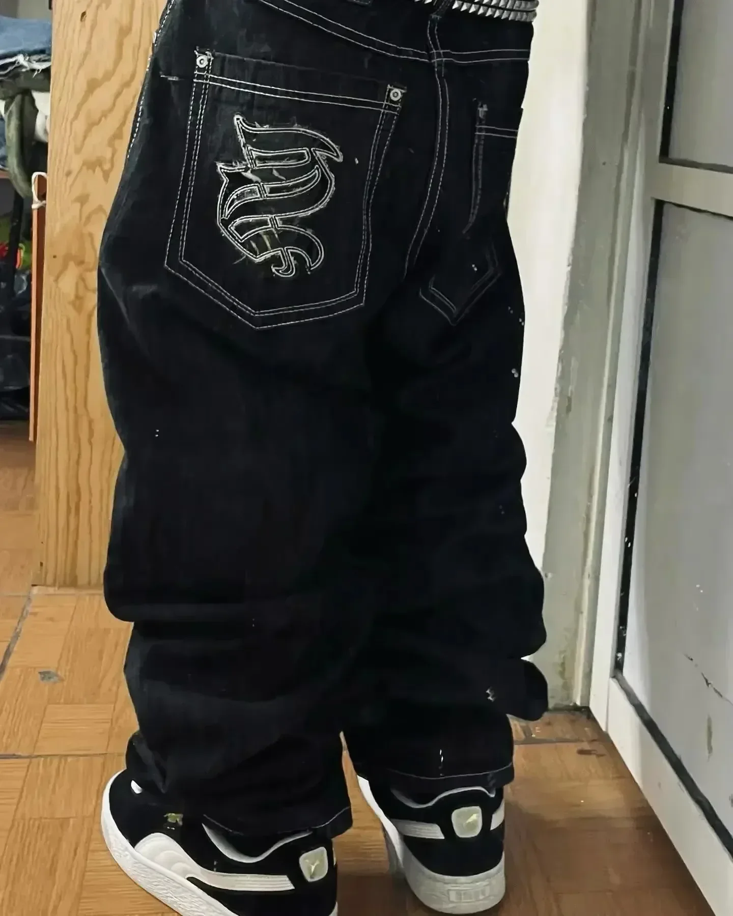 Harajuku Abbigliamento uomo Jeans moda di strada Ricamo Moda Pantaloni dritti a gamba larga Hip Hop Jeans casual larghi vintage per coppia