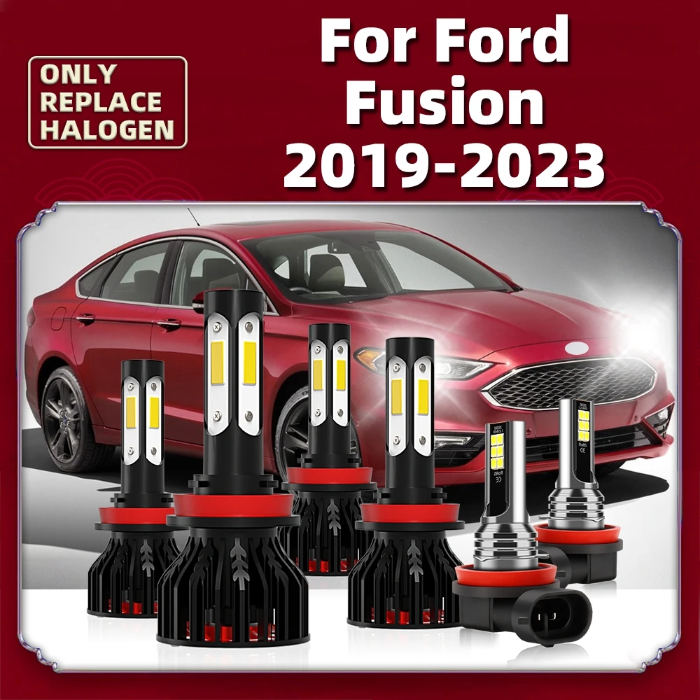 Four-sides 360° Headlight Led Bulbs High Low Beam Lamps Combo Kit For Ford Fusion 2019 - 2023 2022 2021 2020 Car 12V 6000K Luces