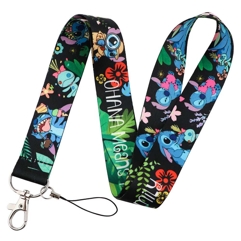 YQ883 Stich Lanyard Alien Monster Telefon Gurt Schlüssel ID Pass Karte Abzeichen Halter Cartoon Schlüsselbund Hängen Seil Lariat Kinder Geschenk