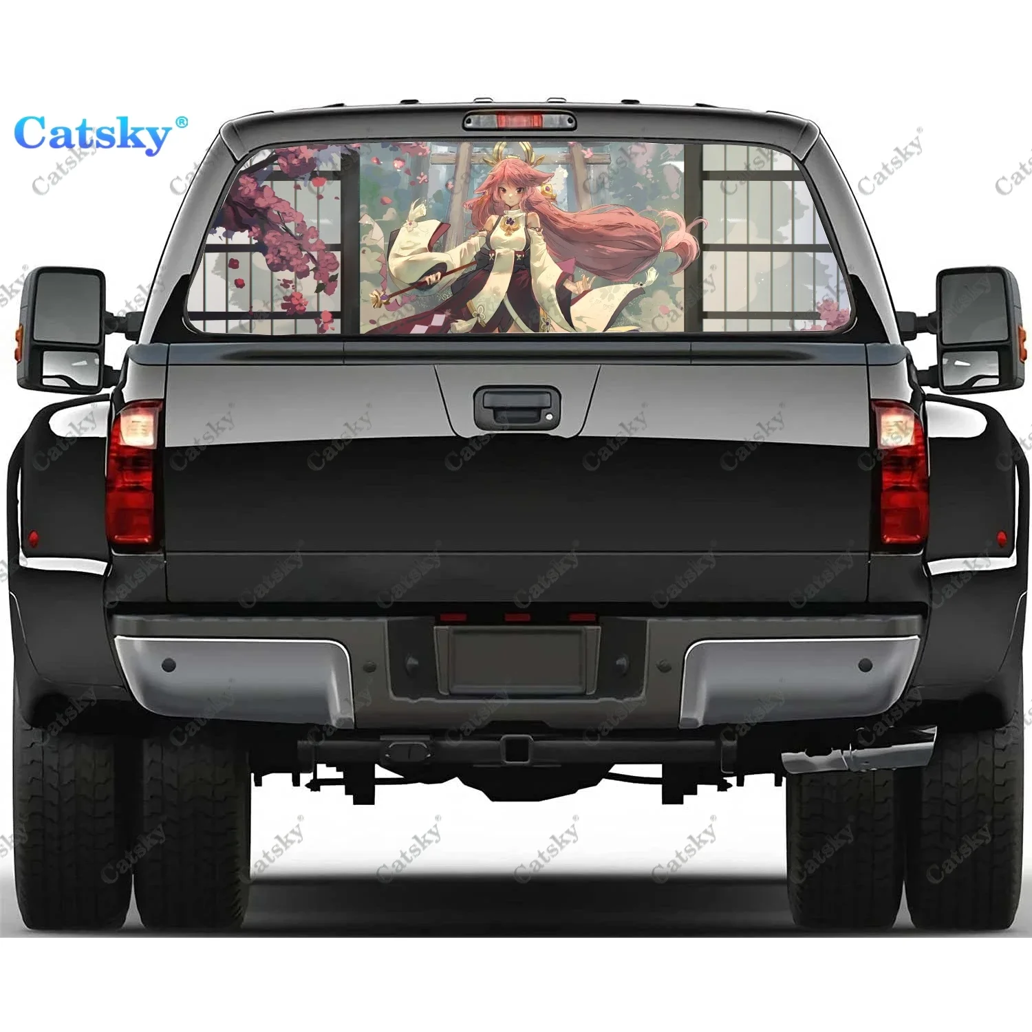 

Yae Miko Genshin Impact Rear Window Automotive Decals and Graphics Rear Window Decals for Trucks, Car Window Decal Sticker
