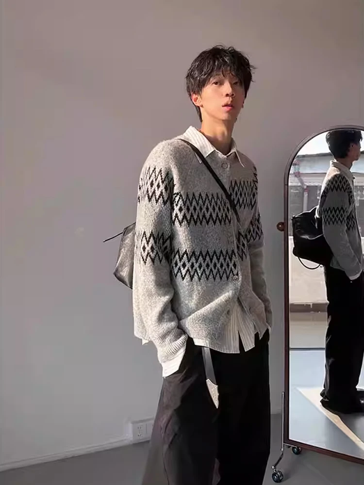 الرجال سترة مشغولة من الصوف سترة مزيج خارج مجموعة جزيرة أران التطريز عادية فضفاضة تناسب طويلة Sve جولة Ne تريكو #4