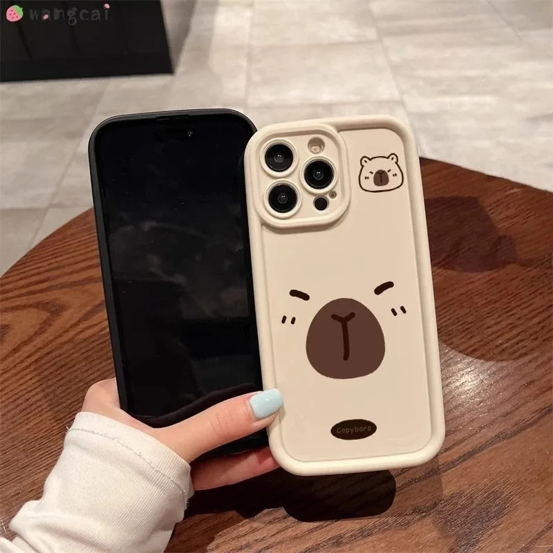 لسامسونج غالاكسي A36 A56 A55 A54 A35 A34 A33 A32 A53 A52s A71 A51 M40s A50s A30s A02s جراب هاتف براون كابيبارا غطاء لطيف #2