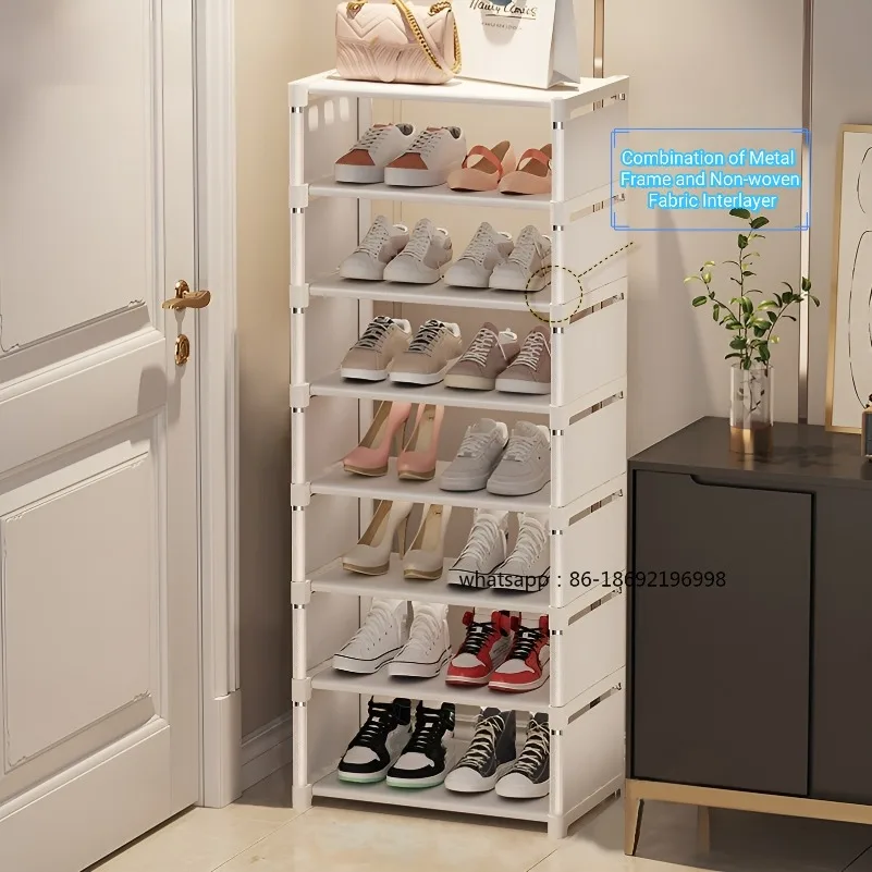 

1pc 6/8 Layers Shoe Organizer, Space-saving Metal Frame & Fabric Interlayer Shoe Rack, T1 Shelf for Entryway Hallway Living Room