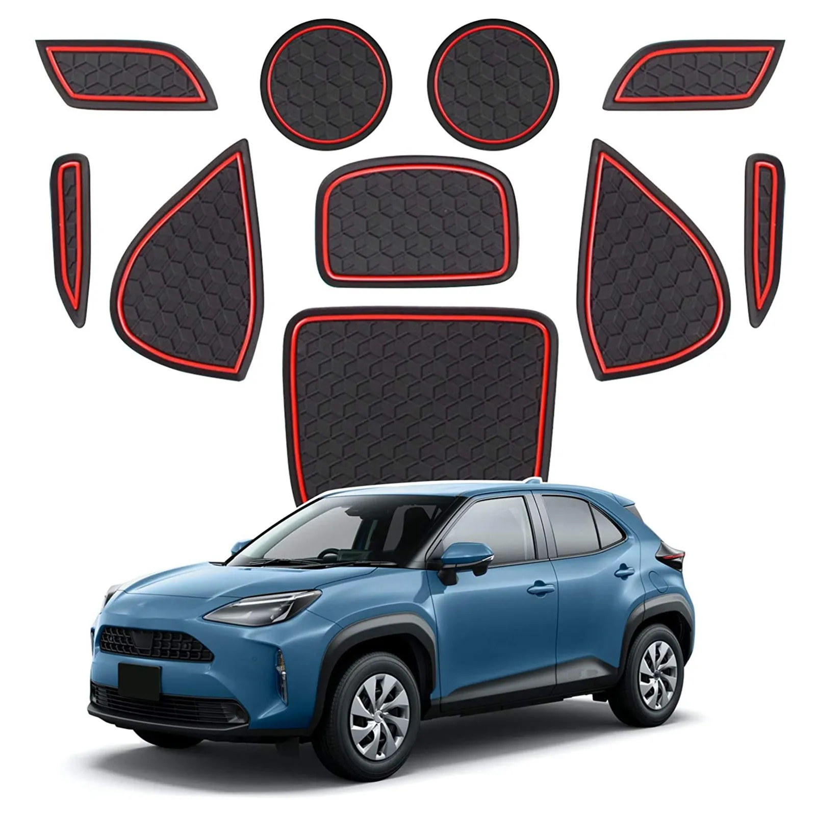 for Toyota Yaris 2020 2021 Non-Slip Interior Cup Pad Door Mat Anti-Slip Center Liner Accessories