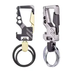 Multifunctional Men's key Chain Metal Waist Belt Clip Anti-lost Buckle Key ring Accessories Car keychain Bottle Opener Pendant