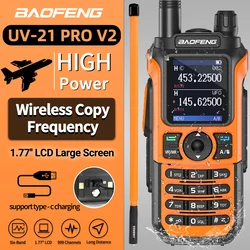 Baofeng UV-21 PRO Long Range Walkie Talkies V2 Multi-band Portable Rechargeable Radio Type-C Wireless Copy Frequency For Hunting