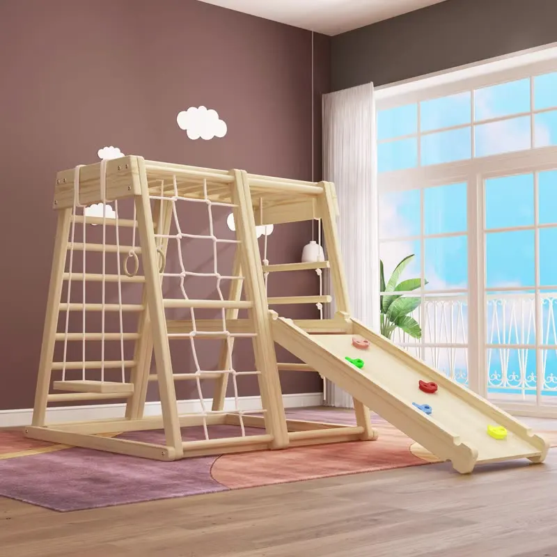 Wooden climbing frame with ladder for children outdoor indoor playground sports equipment toys toddler picker triangle