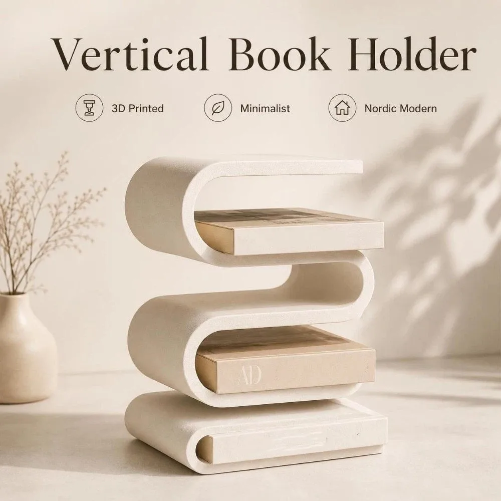 3D Printed Vertical Book Holder Creative Multi-layer Desktop Book Organizer Modern Minimalist Book Shelf Bedside Table