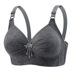 Women Large Bra Non-magnetic Thin Cup Brassiere 36-50 B C Cup Comfortable Breathable Without Steel Ring Gathered Lady Underwear