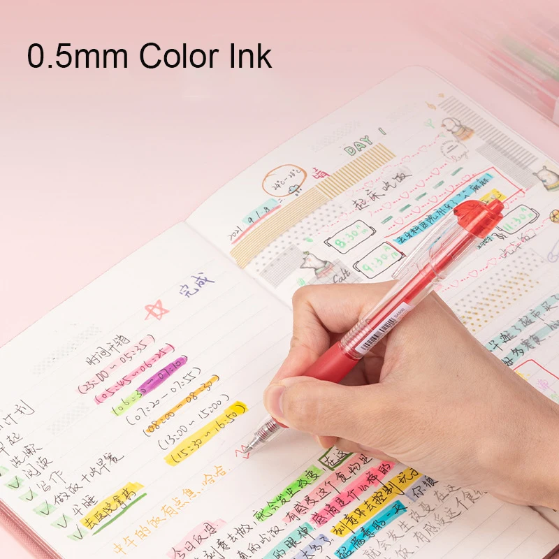 Deli Candy Color Gel Pen 12Pc/Set 0.5mm Learning Classification Mark Signature Pen Birthday Gifts For Children kawaii Stationery