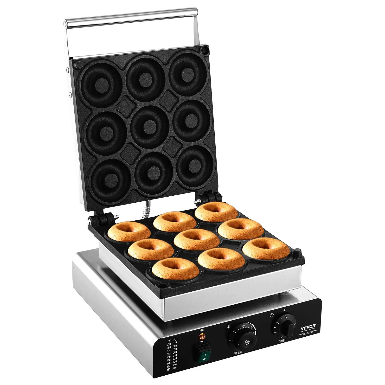 NEW Electric Donut Maker 2000W Commercial Doughnut Machine with Non-stick Surface 9 Holes Double-Sided Heating Waffle Machin