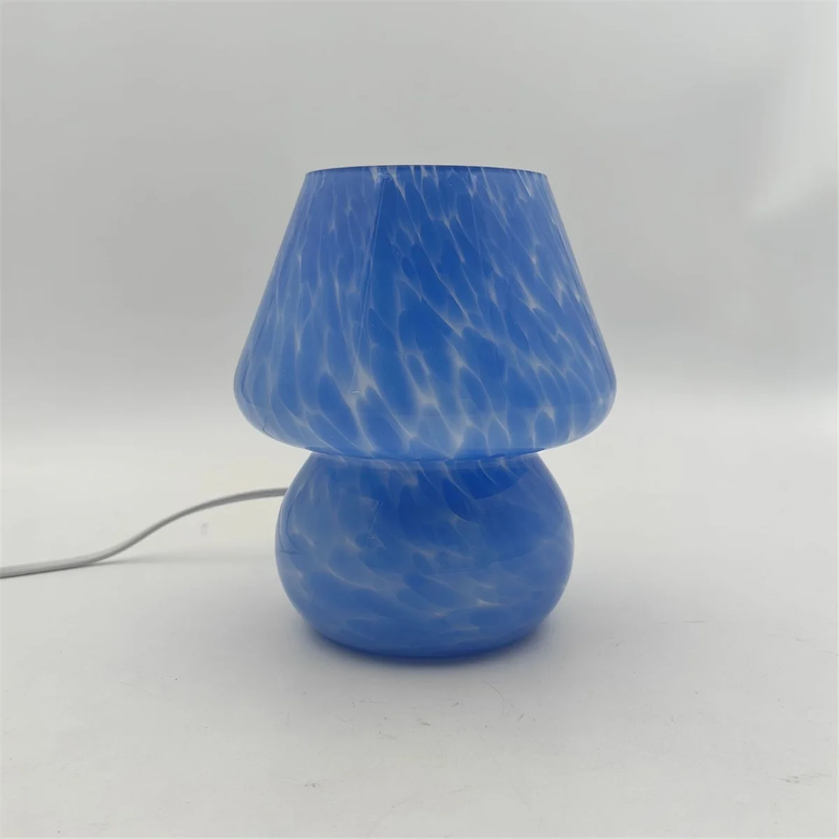 Mushroom Table Lamp Small Bedside Table Glass Lamp Translucent Glass Desk Lamp for Living Room US Plug Colorful Orange