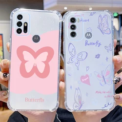 G60 Cartoon Butterfly Transparent Phone Case For Motorola Moto G60 G34 G82 G54 G72 G42 G62 G30 G60S G40F G53 G84 G34 G41 Cover
