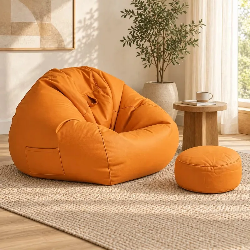 EPP Filled Bean Bag Sofa Performance Upholstery Cocoon Armchair Non-Compression Lounge Seat with Ottoman Home Furniture Use