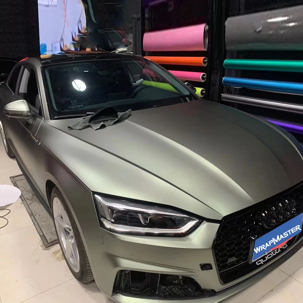 

WRAPMASTER 1.52*18metre Green Grey Ultra-matte Metallic Professional Car Wrapping Vinyl Stickers