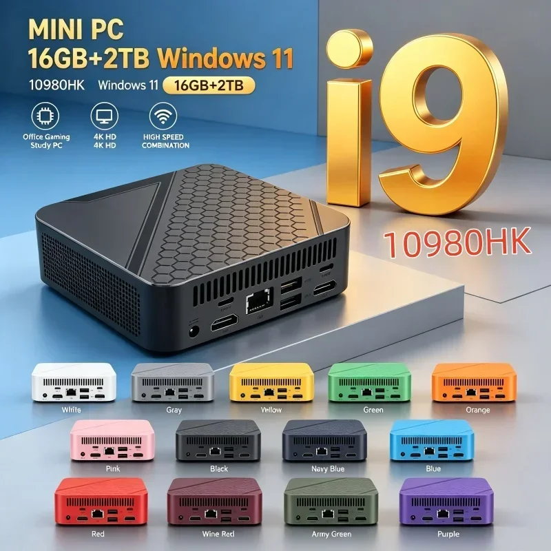 Mini PC Intel I9‑10980HK Powerful Processor Windows11 16GB RAM 2TB SSD WiFi 6 BT 5.2 Space‑Saving Household Office Computer