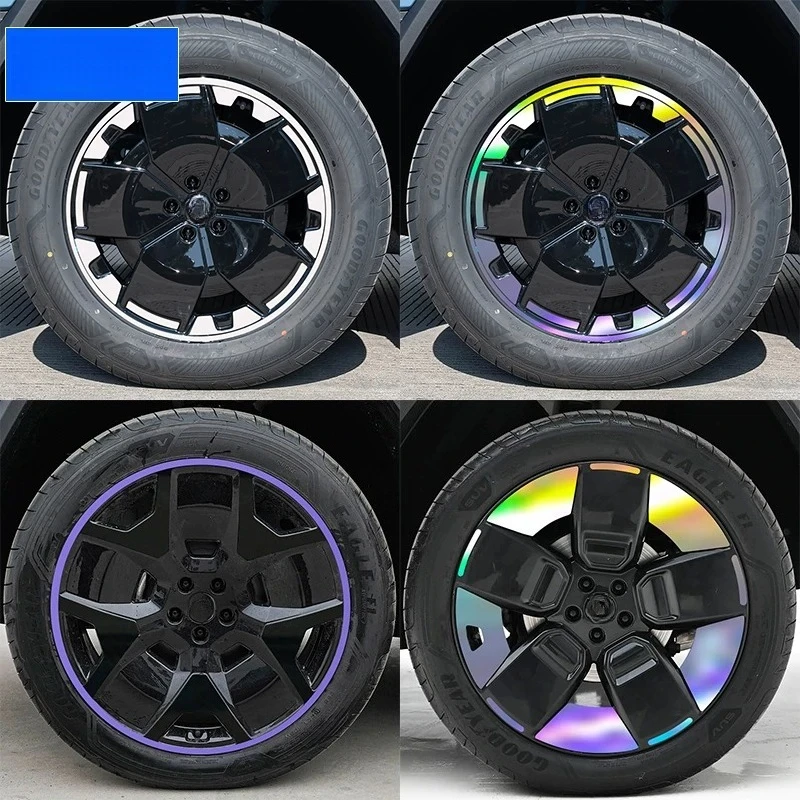 Black Plating Reflective Wheel Rim Stickers For Chery iCAR V27 Modified Hub Decals Cover Scratches Auto Decor Accessories