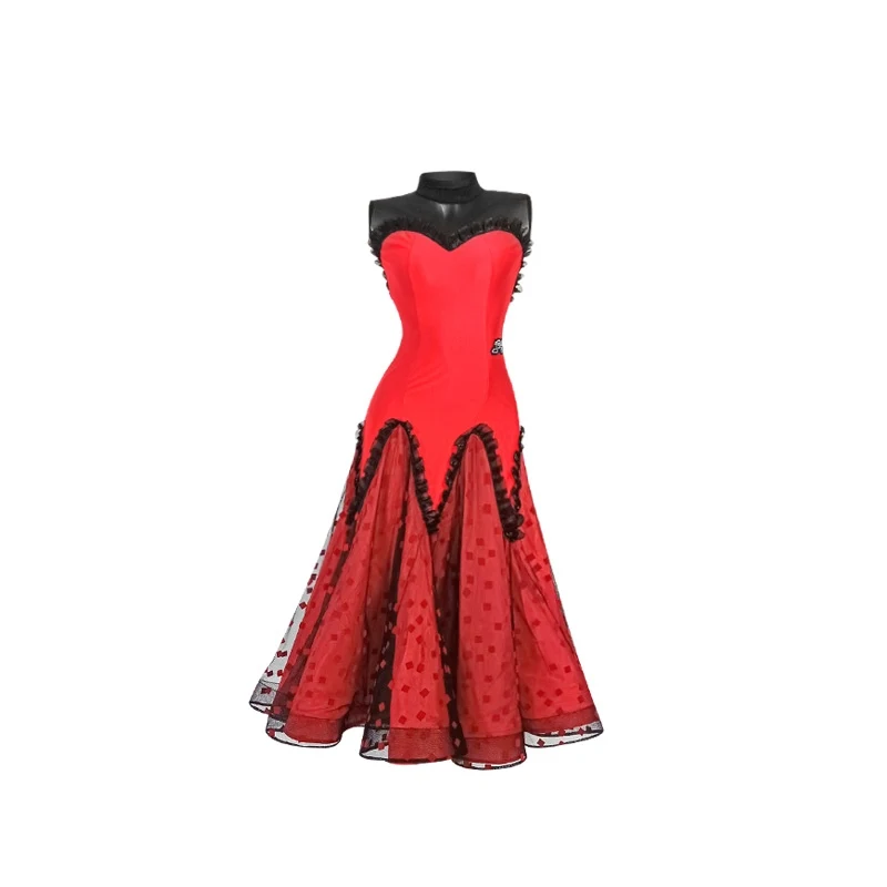 2024 Ballroom Dance Dress For  Women Adult Red Bullfighting Performance Clothing Women Flamenco Spanish Waltz Dance Wear DN7333