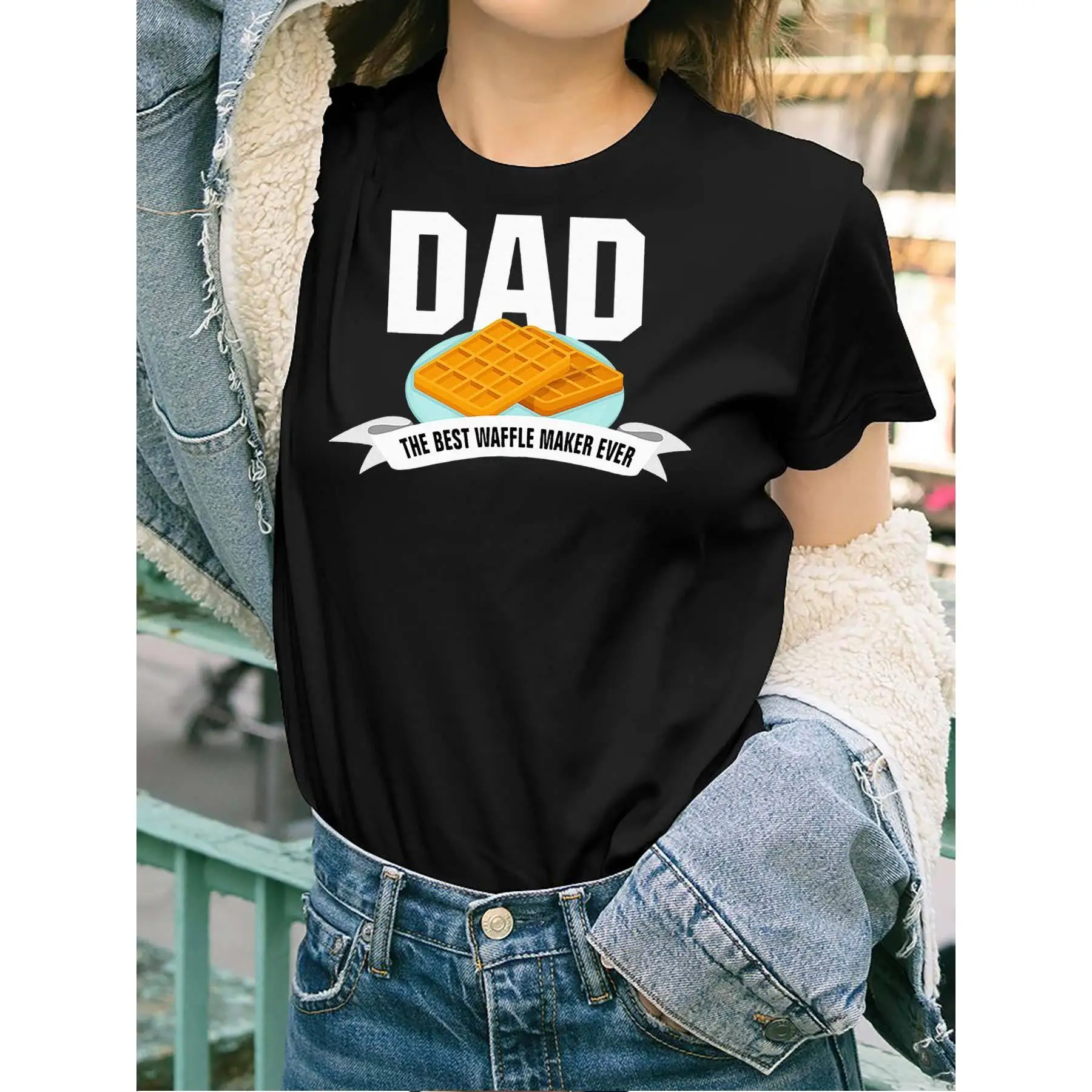 

Dad Best Waffle Maker Ever Father'S Day funny Womens Short Sleeve T-shirt black