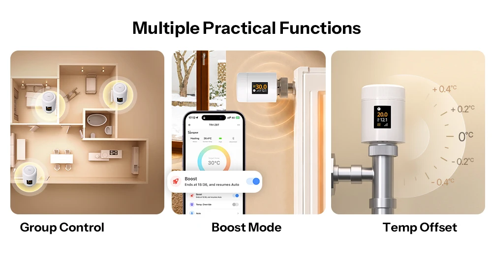 SONOFF TRV-ZBT Gen2 Zigbee Thermostatisches Heizkörperventil, Kompakter, Echtzeit-Temperatur, Präzise Temperaturregelung, Intelligente Zeitplanung – Detail 12