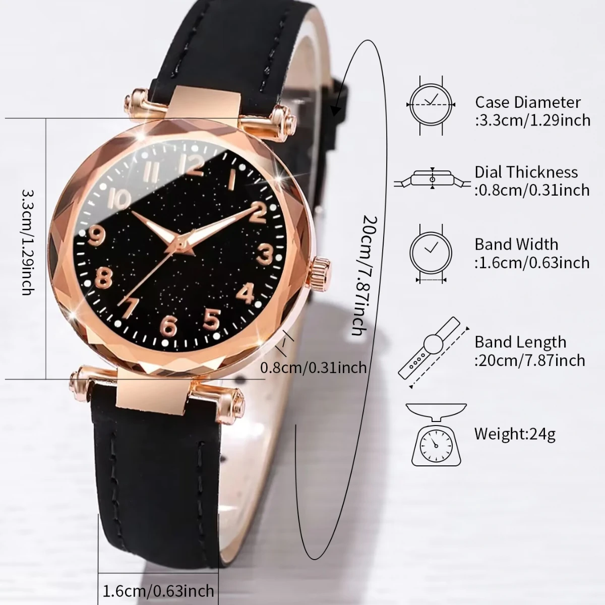 6PCs/Set Women\'s Watch Fashion Digital Leather Quartz Watch with Unique Flower Jewelry Set