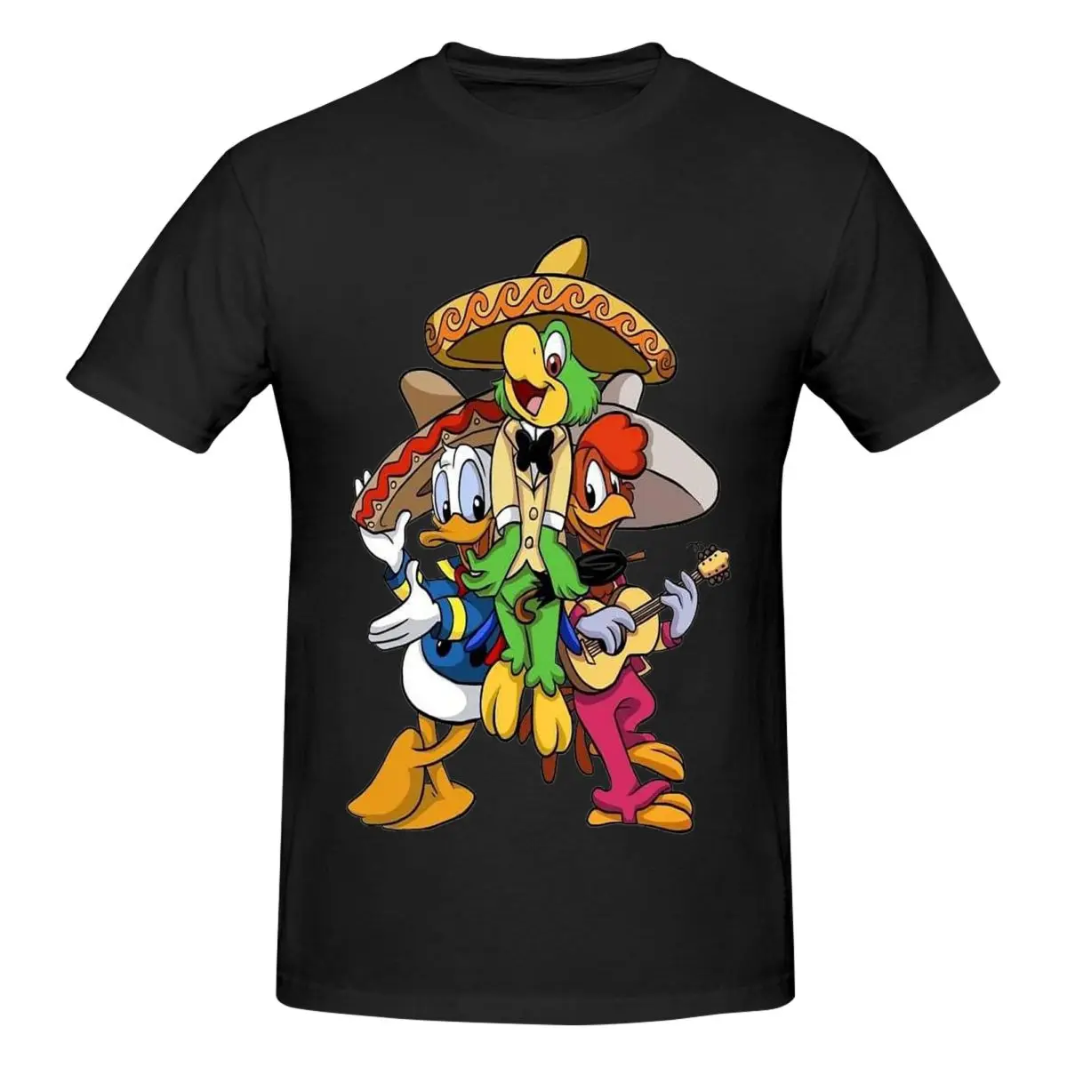 The Three Caballeros T-Shirt for Men Cotton Oversized T Shirts Men's Short Sleeve Round Neck Summer Clothes Tops S-6XL