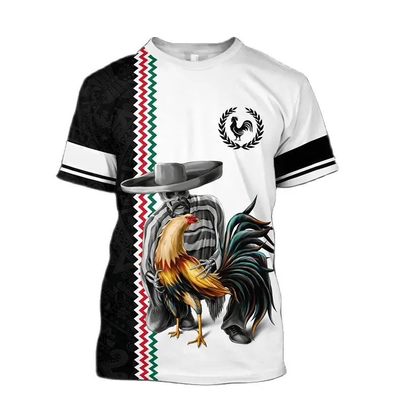 3D Printed Rooster Shirt Men\'s T-Shirt Stereoscopic Graphic Clothing For Men Summer O-Neck Streetwear Fashion Sweatshirt Tops