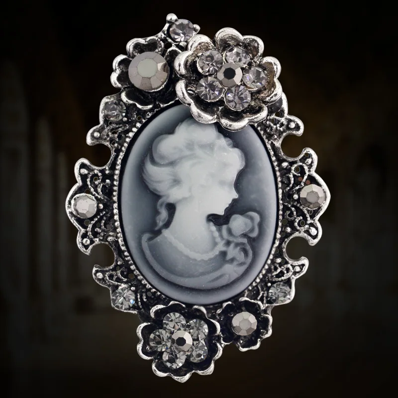 Crystal Rhinestone Lady Vintage Cameo Victorian Style Wedding Party Women Vintage Brooch Pin Clothing Hat Accesories Jewelry