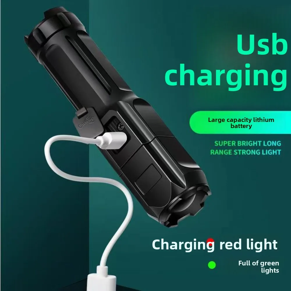 Handheld Rechargeable Flashlight with Strong Light Home Outdoor Use Super Bright Long-distance Zoom Small Portable Handheld Lamp