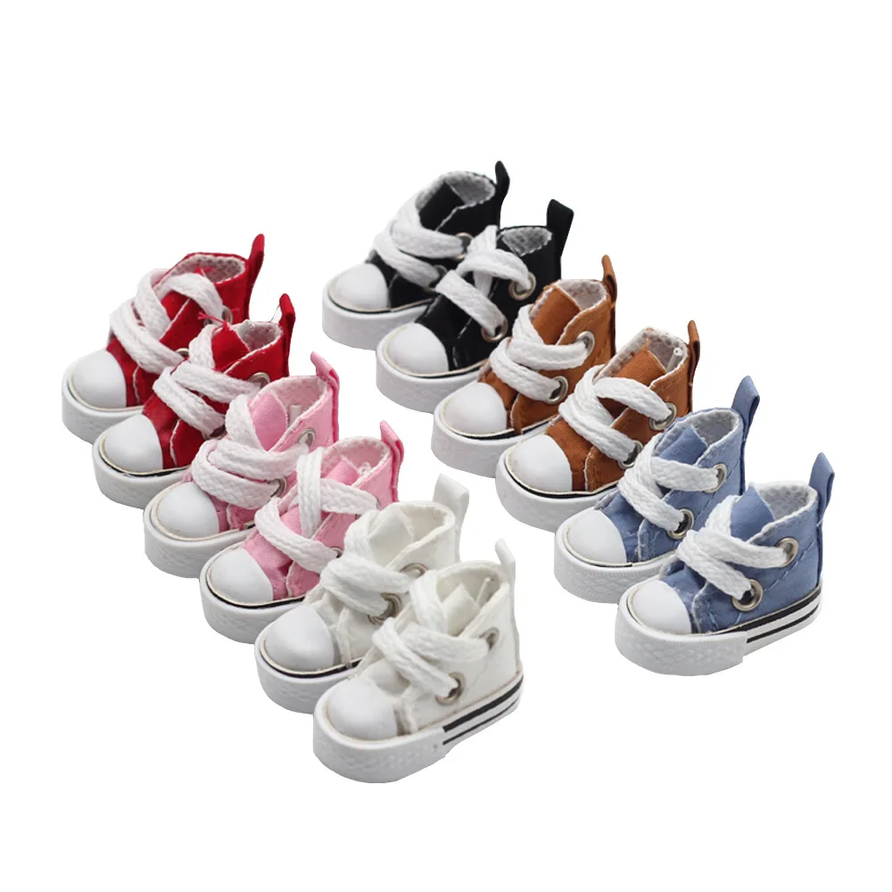 1 Pair 3.5cm Fashion Mini Canvas Shoes Mini Kawaii Fashion Casual Canvas Shoes Cute Colorful Mini Canvas Shoes DIY