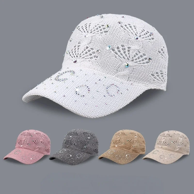 Summer Breathable Openwork Knit Baseball Cap for Women—Sun Protection, Shade, and Stretchable Fit