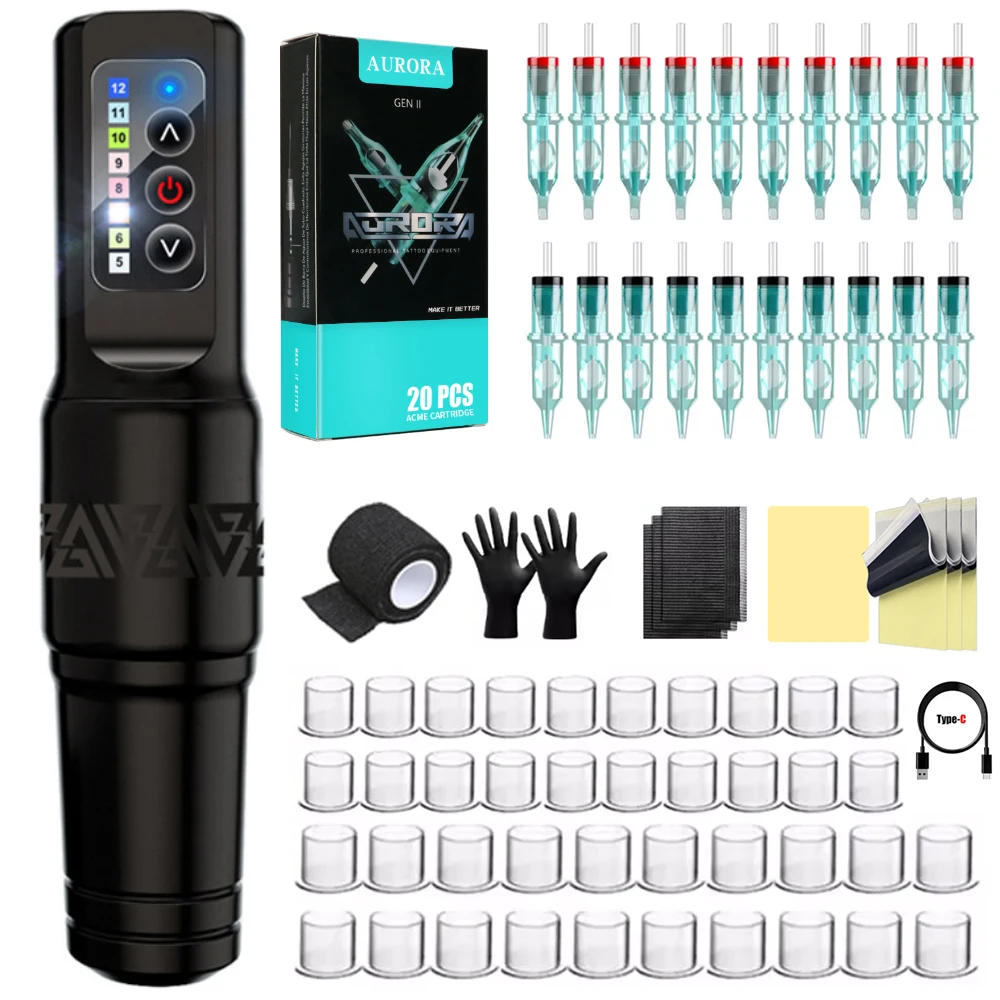 

NEW Wireless Tattoo Machine Tattoo Pen Kit For Permanent Makeup Tattoo Machine Kit for Professional Tattoo Artists and Beginners
