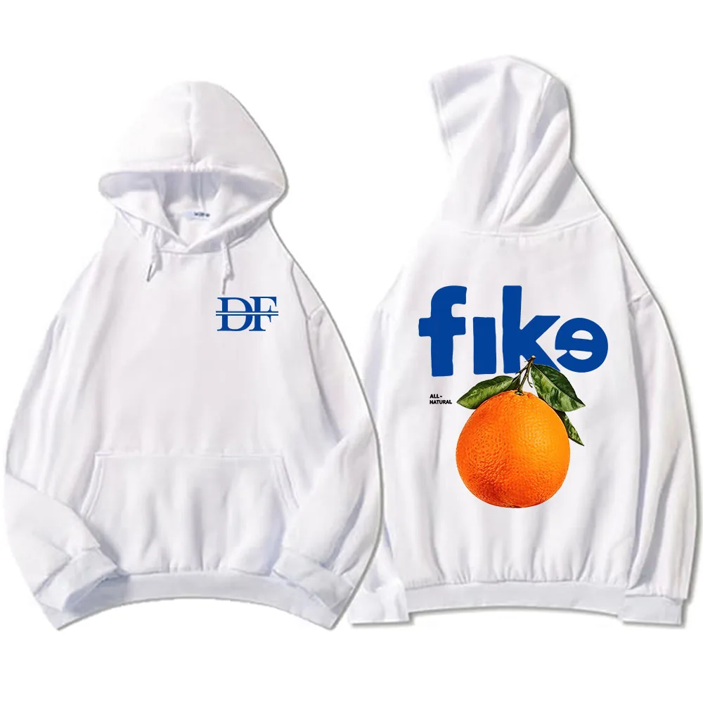 Dominic Fike Orange Strawberry Hoodies Vintage Fruit Graphic Sweatshirt for Men Women Print Pullover with Kangaroo Pocket Unisex