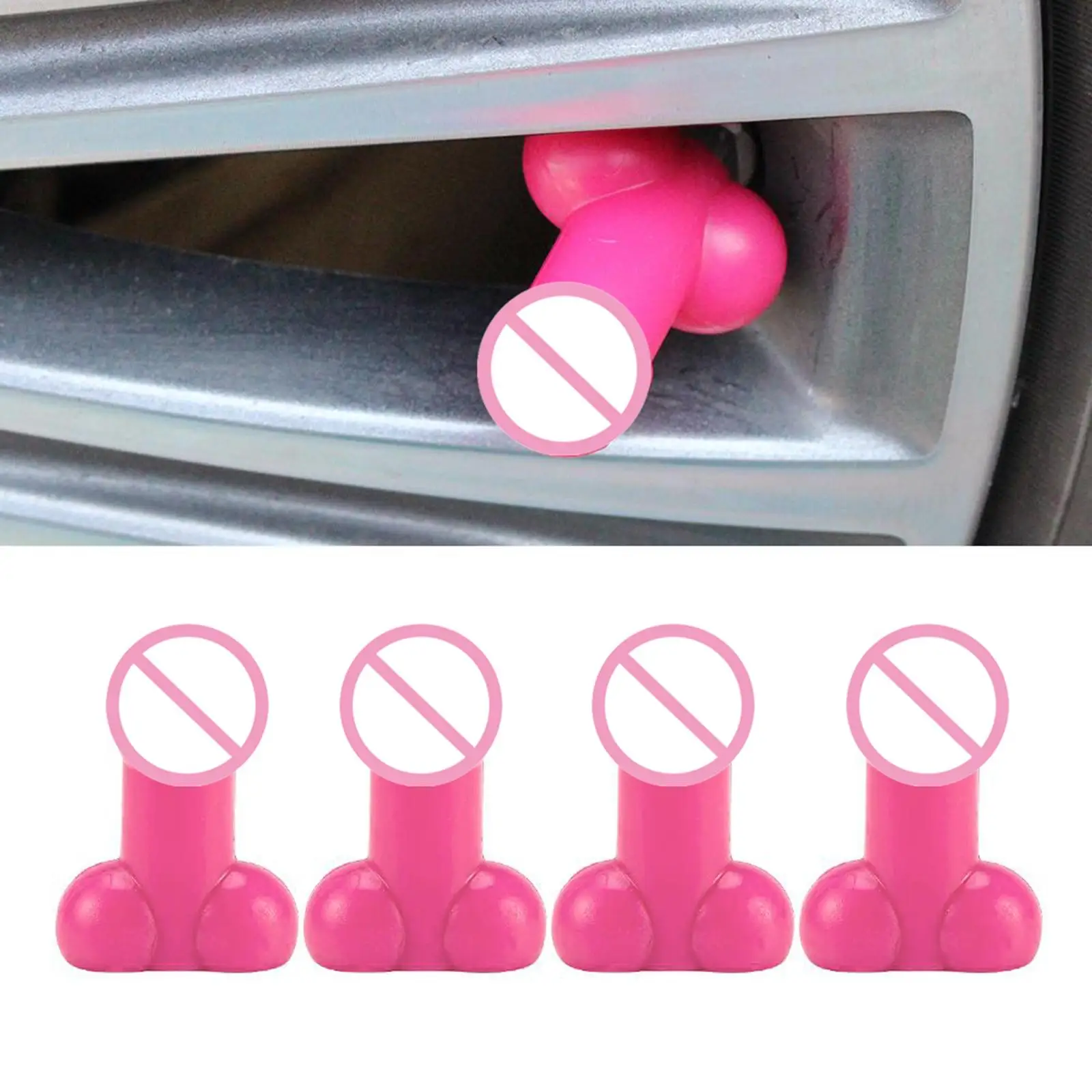 4 Pack Car Motorcycles Bikes Prank Pennis Tyre Tire Valve Luminous Stem Cap