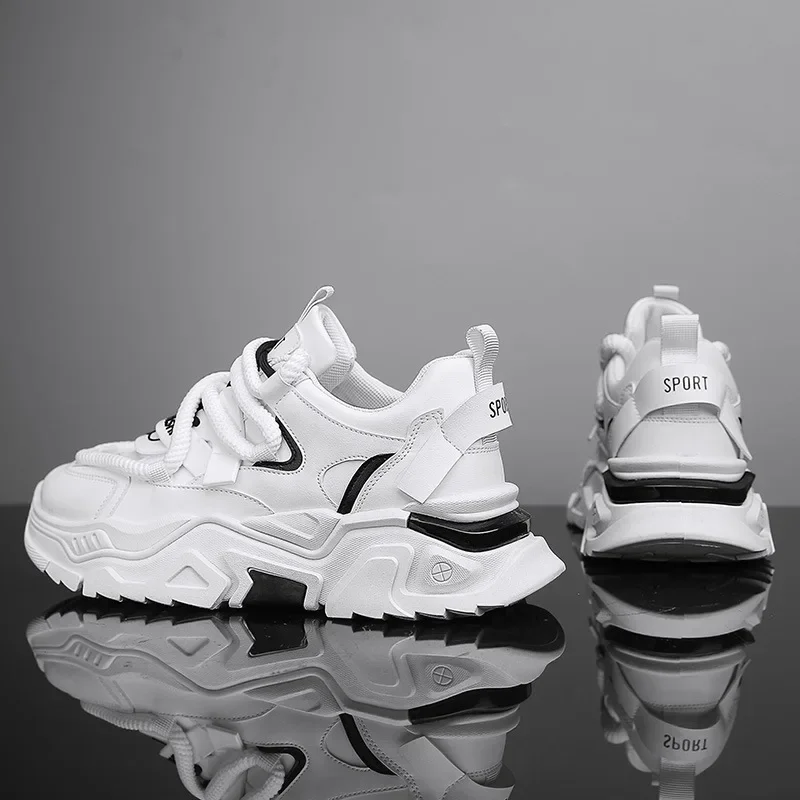

Мужская летняя новая спортивная дышащая модная обувь, черная универсальная обувь для папы на толстой подошве, повседневная спортивная обувь на подкладке из искусственной кожи