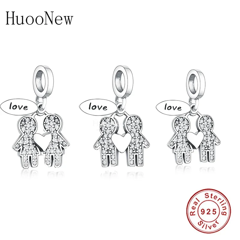 

Fit Original Pan Charm Bracelet 925 Sterling Silver Couple Brother & Sister Boy & Girl Love Bead For Making Berloque 2024